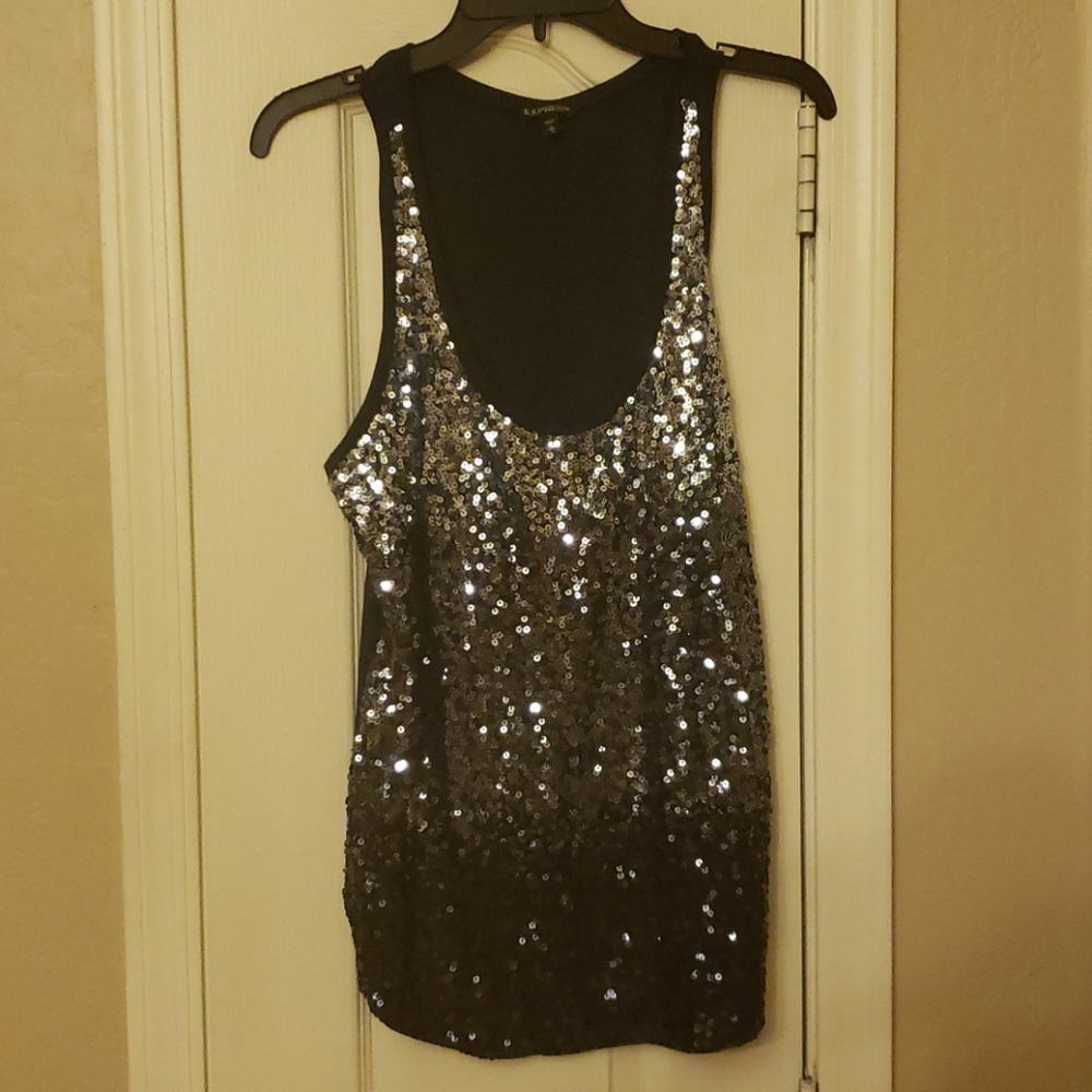 Express black sequin top